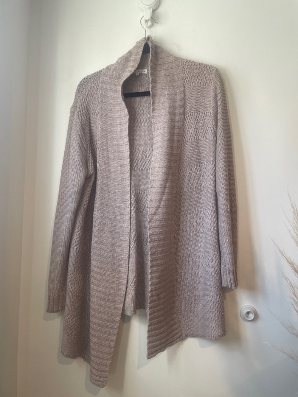 Honey Belle Open-Front Knit Cardigan - Taupe B126